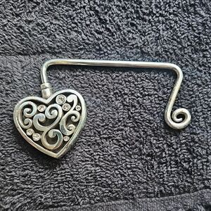 Silver Heart Swirl Purse Hook